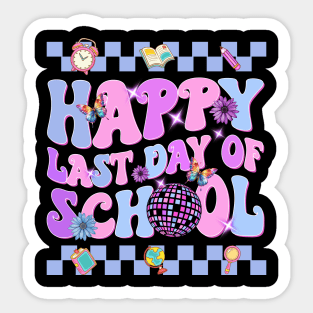 Happy Last Day of School Teachers Students Kids Retro Groovy Sticker